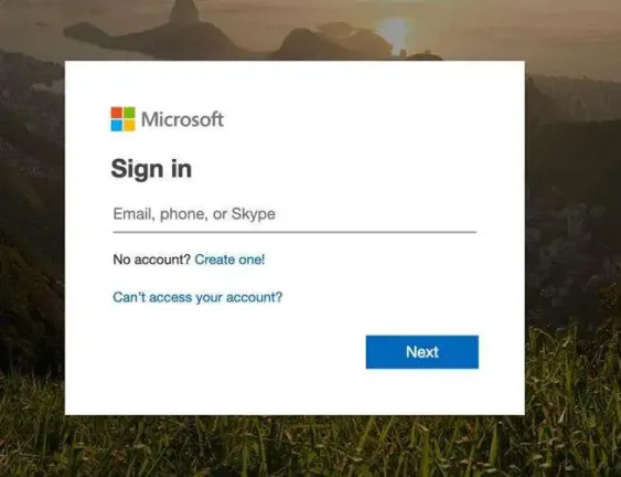 real microsoft login page
