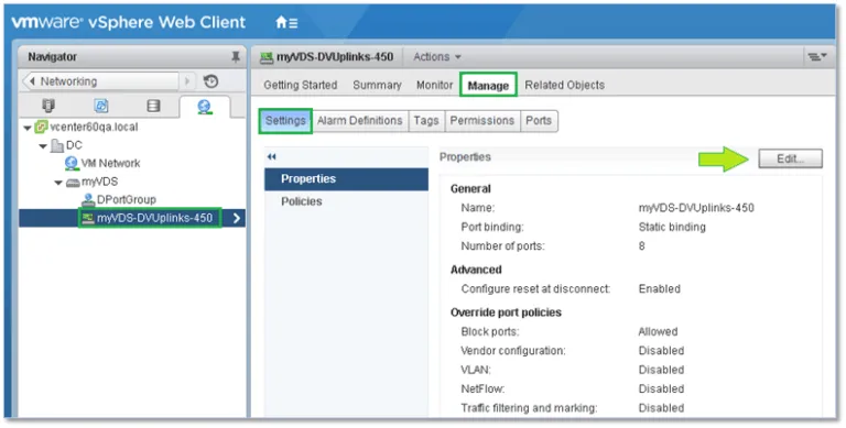 Accessing the distributed uplink group properties