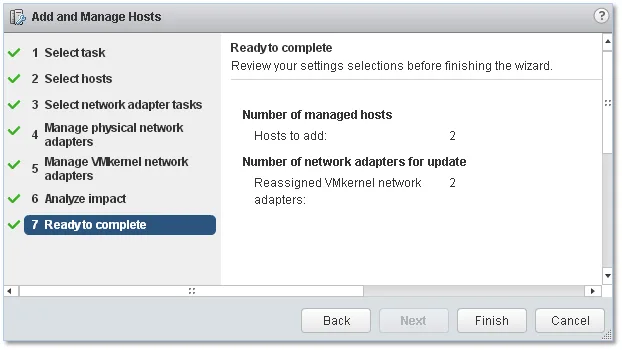 Finalizing the vDS creation process