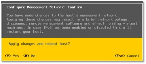 Configure Management Network Confirm