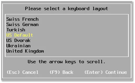 Select a keyboard layout