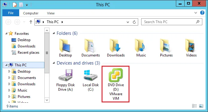 Selecting the vCenter mounted ISO image
