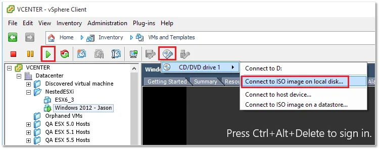 connect to ISO image on local disk