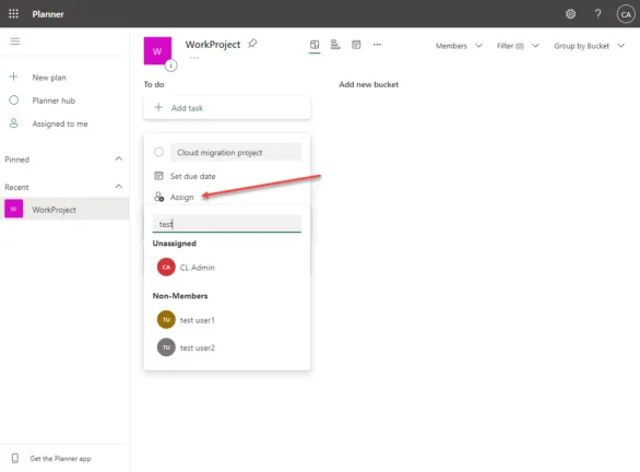 Assigning Microsoft 365 users to Microsoft Planner tasks