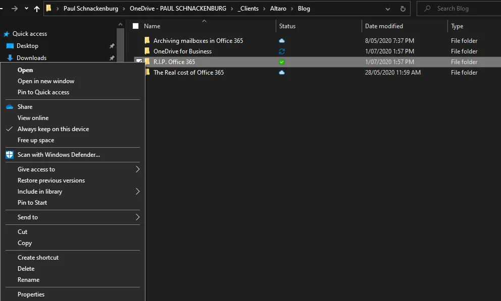 Choosing syncing options for folders