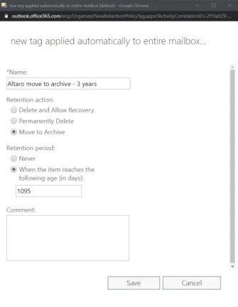 Creating a custom Move to archive policy