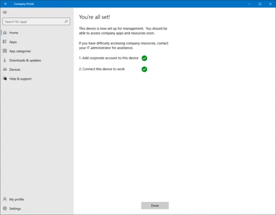 The device is now configured for management