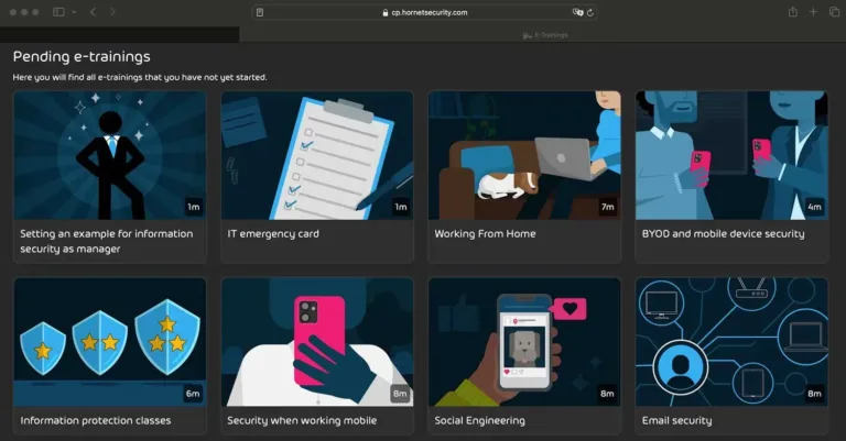Security Awareness Service : User Panel screenshot