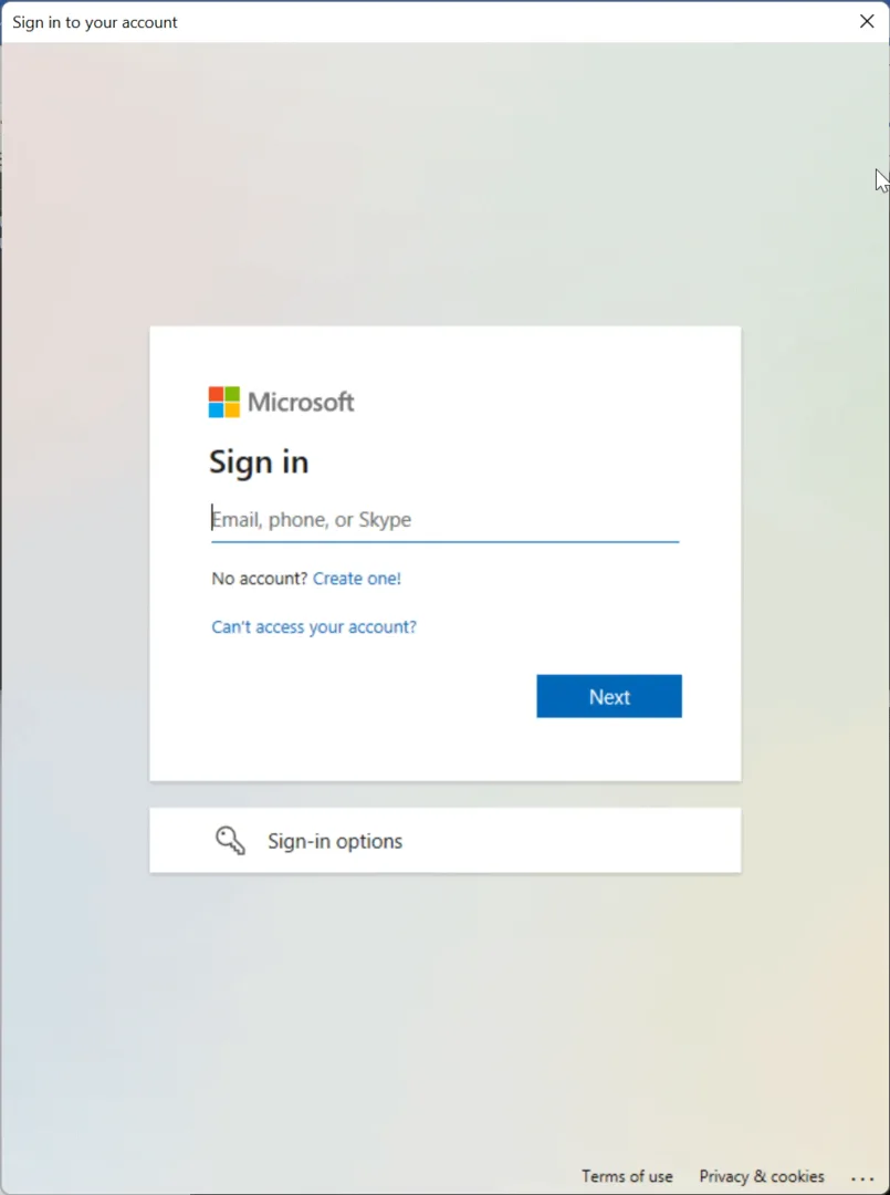 Enter your Microsoft 365 credentials
