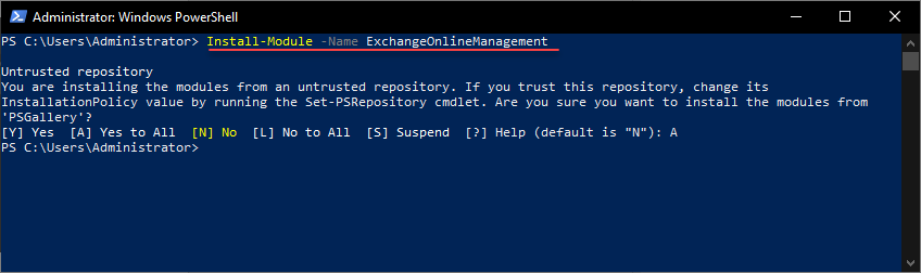 Installing the ExchangeOnlineManagement PowerShell module