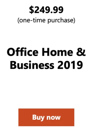 Microsoft Office Home and Businenass 2019 pricing