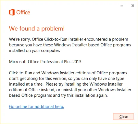 Microsoft Office Installer Problem