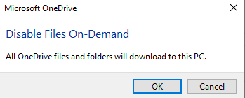Microsoft OneDrive Disable Files On Demand