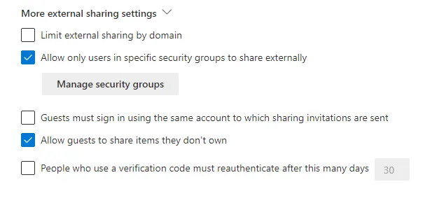 OneDrive SharePoint External Sharing Settings