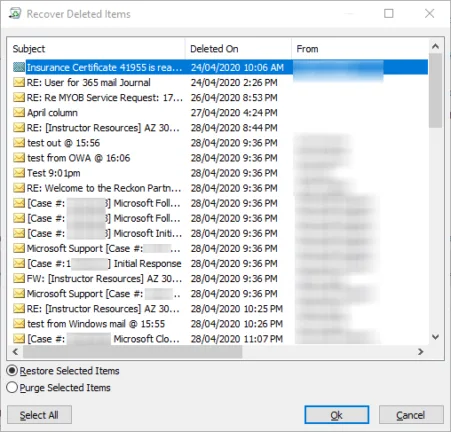Recovering deleted items in Exchange Online
