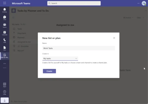 The Microsoft Tasks app for Teams