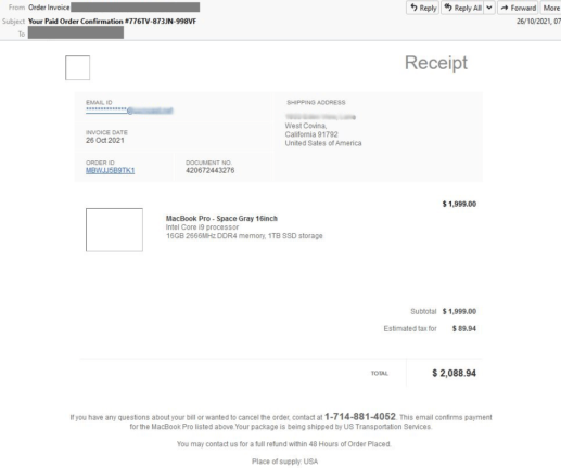 apple invoice scam