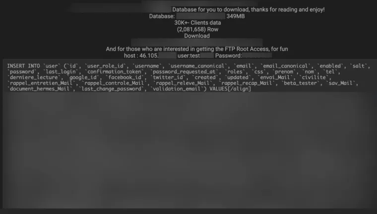 French company data leak