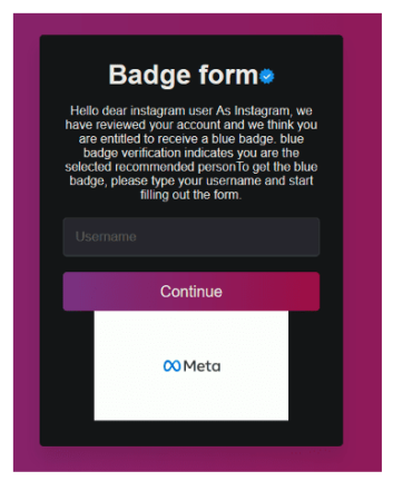 Instagram phishing form meta