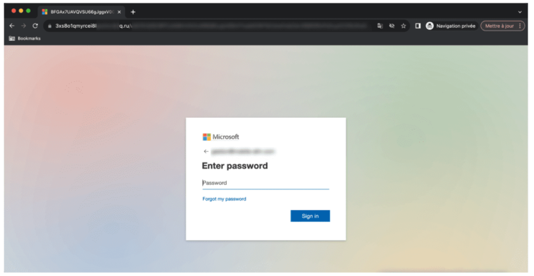Microsoft 365 fake authentication page