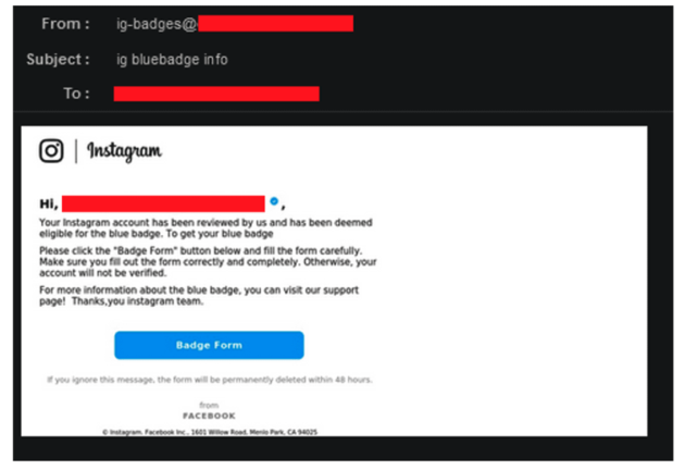 how to spot an instagram phishing email
