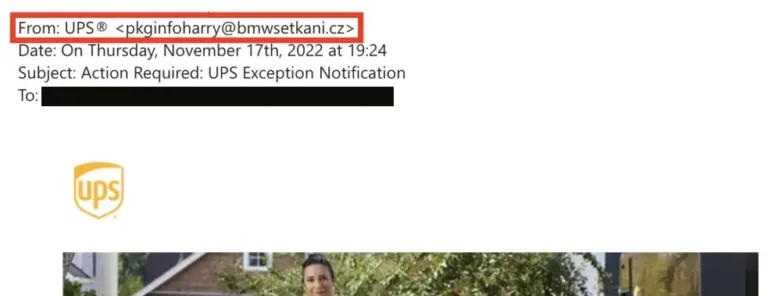 Exemple d’adresse email incohérente avec le nom affiché