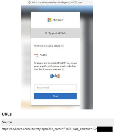 phishing page spoofing microsoft