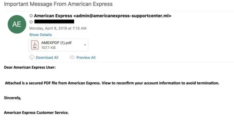 ransomware phishing american express