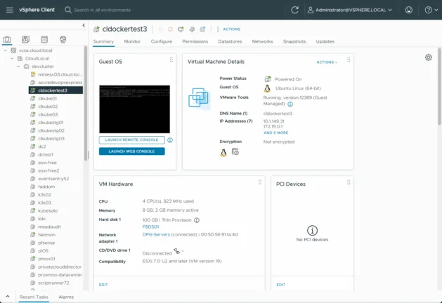 vSphere Client Interface