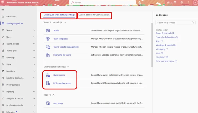 microsoft teams security settings