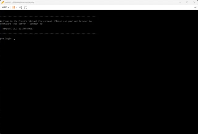 Proxmox running inside a VMware vSphere virtual machine