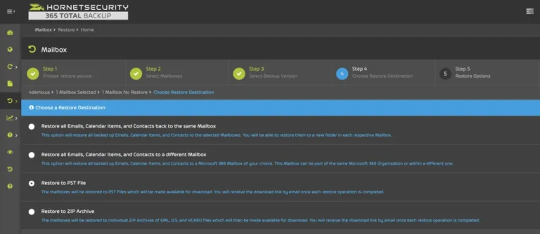 365 Total Protection Recovery Options 
