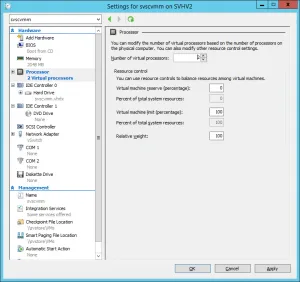 vCPU Settings