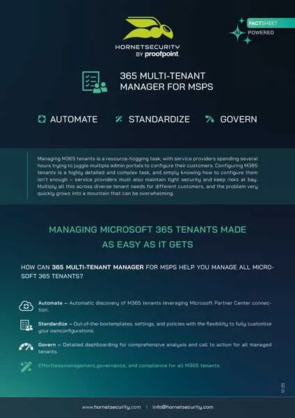 Fact Sheet 365 Multi-Tenant Manager for MSPs Cover