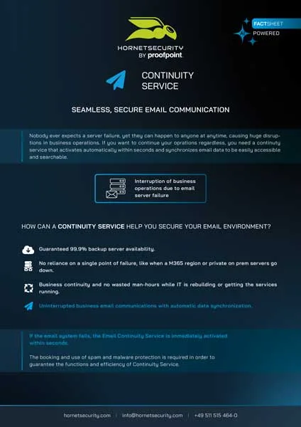 Fact Sheet Continuity Service Cover