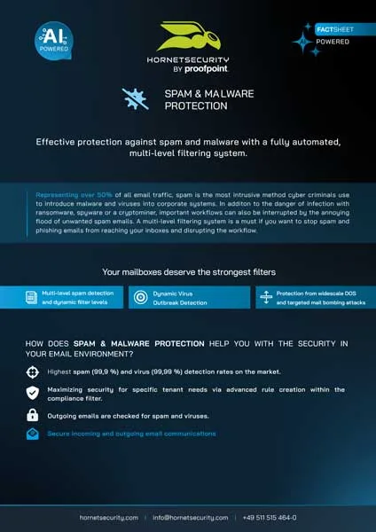 Fact Sheet Spam and Malware Protection Cover