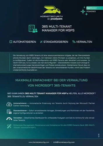 Fact Sheet Cover : 365 Multi Tenant Manager for MSPs