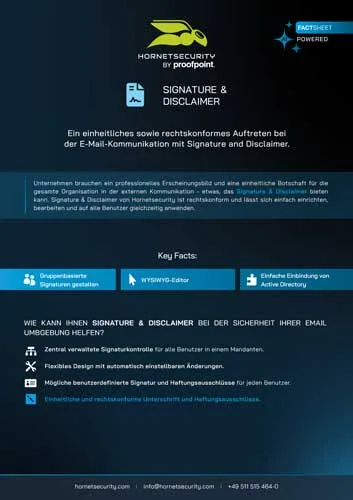 Fact Sheet Cover : Signature and Disclaimer