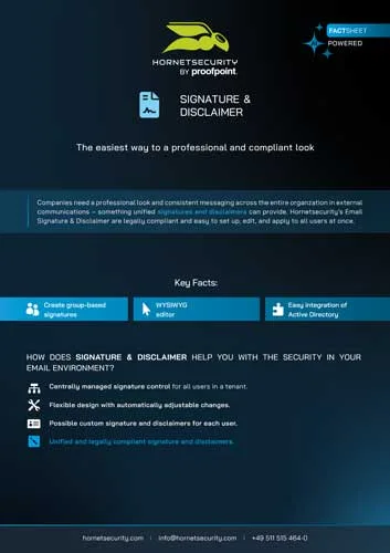 Fact Sheet Signature and Disclaimer Cover