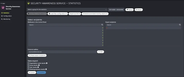 New Export as a CSV file UI