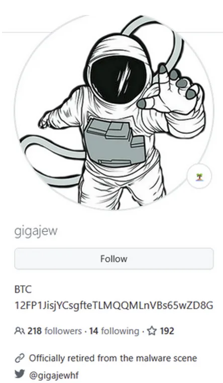 Additional profile context including a BTC wallet reference