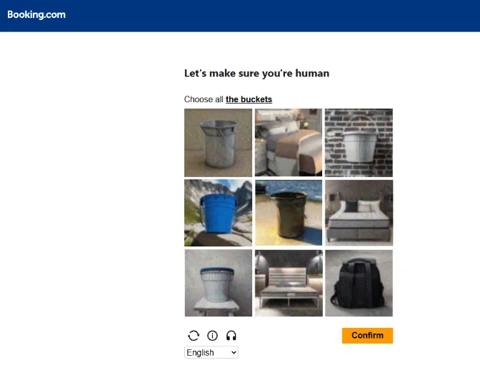 Fake CAPTCHA page used in Booking phishing campaign