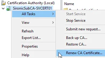 Renewing the Subordinate CA’s CRL