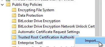 Place the Root Certificate into the Domain