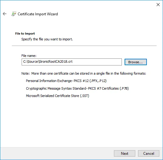 Place the Root Certificate into the Domain