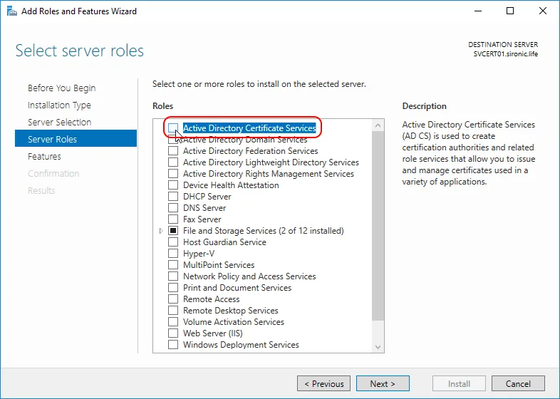 Install the Subordinate CA Role