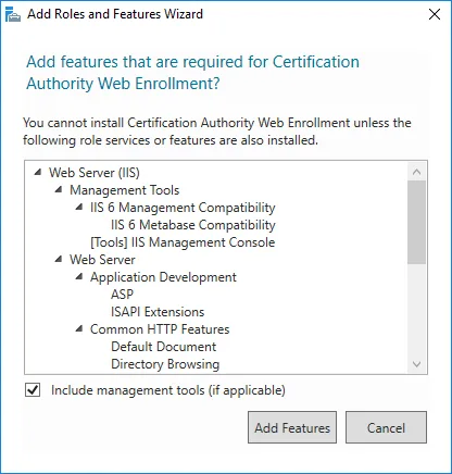 Install the Certification Authority Web Enrollment Feature