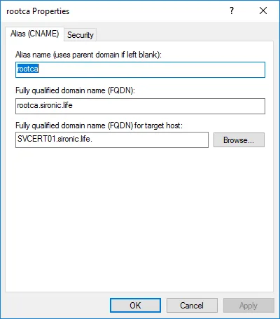 Configuring DNS for Root Certificate and CRL Distribution