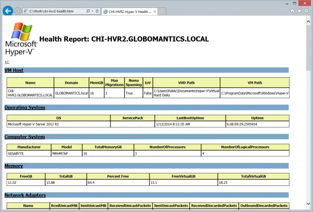 Figure 2: A sample basic report