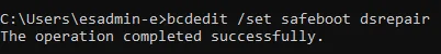 bcdedit /set safeboot dsrepair